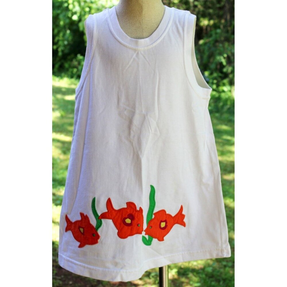 Kelly's Kids Shirt Dress Swim Cover up Tee Tank Applique Goldfish Orange Fish